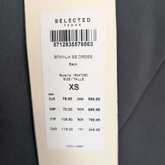 NWT Vintage Y2K 2005 Selected Femme XS Ruffle Bottom Little Black Dress - Picture 4 of 12